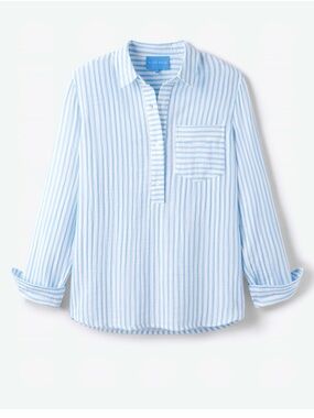 Alice Walk The Striped Organic Cotton Cloud Top Double Gauze Blue White Large